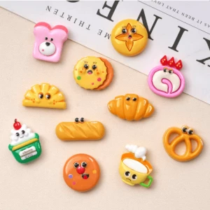 Cute eyes cookies funny Resin Colorful Cake Bread Food Charm DIY Refrigerator Sticker Thermos Cup Material Accessories