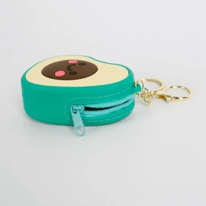 Oem Avacado Shaped Silicone Coin Purse with Strap and Keyring