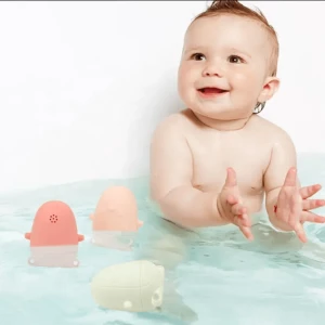 New Design Colorful Penguin Shape Animal Educational Doll Toys Soft Food Grade Silicone Baby Bath Toys