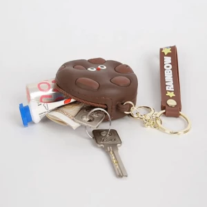 Cute Silicone Japanese Original Chocolate Cream Sandwich Biscuits eslite Food Keychain