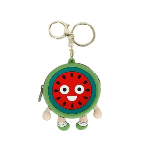 Portable Silicone Cartoon Design Rubber Fruit Theme watermelon Car Bag Decoration Keychain