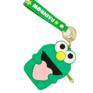 Custom logo Cartoon cute decompression big eye dinosaur frog silicone key wallet