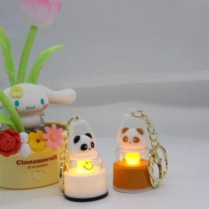 Creative Camping Lantern Keychain Outdoor Small Night Lamp Pendant Schoolbag Doll Key Ring Pendants Car Couple Pendant Gift