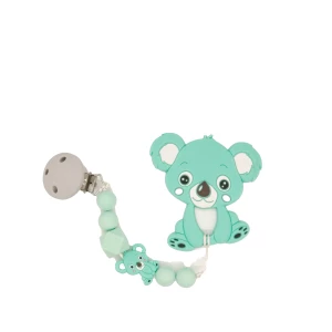 Wholesale Custom Safety 2 Pcs Baby Silicone Teether With Clips Teething Beads Anti-drop Koala Cartoon Shape Pacifier Clip