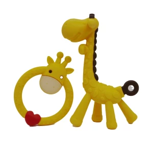 BPA Free Sustainable Non Toxic Mitten Socub Handle Baby Silicone Deer Teether Baby Chew Toys for Sucking Needs