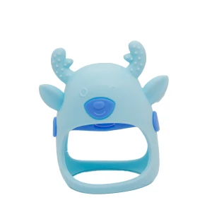 BPA Free Sustainable Non Toxic Mitten Socub Handle Baby Silicone Deer Teether Baby Chew Toys for Sucking Needs