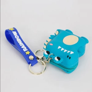 Portable Cute Silicone Dinosaur Apple Airpods Key Bag Ring Pendant Accessories Wallet Coin Keychain