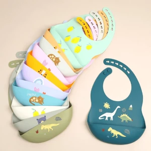 Vendita Calda Silicone Personalizzato Animale Roll Up Designer Stampa Impermeabile Bpa Free Silicone Baby Bib