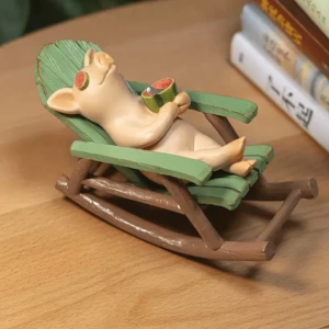 new design creative resin statue craft gift rabbit frog piglet rocking chair animal figurine souvenir office Desktop