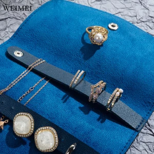 WEIMEI Portable PU Leather Jewelry Storage Bag Convenient Portable Ring Necklace Earrings Envelope Great Gift for Women