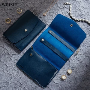 WEIMEI Portátil PU Couro Jóias Saco De Armazenamento Conveniente Anel Portátil Colar Brincos Envelope Grande Presente para As Mulheres--en