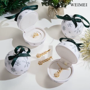 WEIMEI Custom printing plastic white christmas ball jewelry packaging for ring earring necklace jewelry gift box