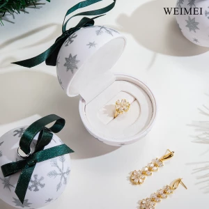 WEIMEI Custom printing plastic white christmas ball jewelry packaging for ring earring necklace jewelry gift box