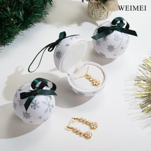 WEIMEI Custom printing plastic white christmas ball jewelry packaging for ring earring necklace jewelry gift box