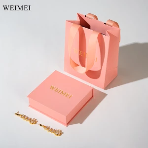 WEIMEI Custom Color Book Style Cardboard Paper Gift coralito Jewelry Box Packaging paper bag for ring necklace earring jewelry