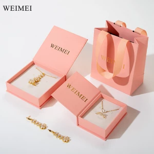 WEIMEI Custom Color Book Style Cardboard Paper Gift coralito Jewelry Box Packaging paper bag for ring necklace earring jewelry