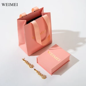 WEIMEI Custom Color Book Style Cardboard Paper Gift coralito Jewelry Box Packaging paper bag for ring necklace earring jewelry