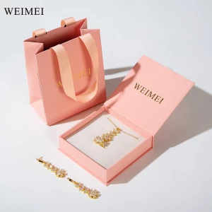 WEIMEI Custom Color Book Style Cardboard Paper Gift coralito Jewelry Box Packaging paper bag for ring necklace earring jewelry