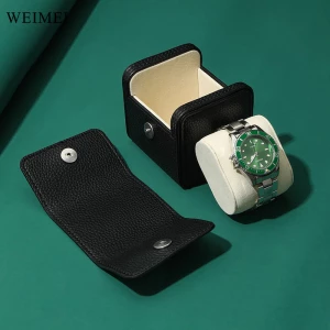 WEIMEI joyería de cuero Pu portátil de lujo para hombres, caja de rollo de reloj de cuero, adecuada para relojes de moda--en