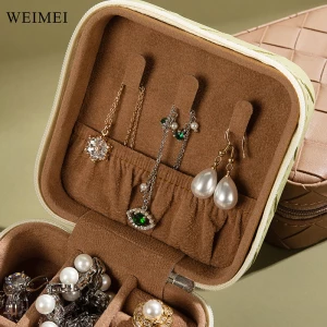 WEIMEI PU Leather Small Jewelry Box Travel Portable Mini Jewellery Case for Gifts Ring Earring Necklace Storage Organizer