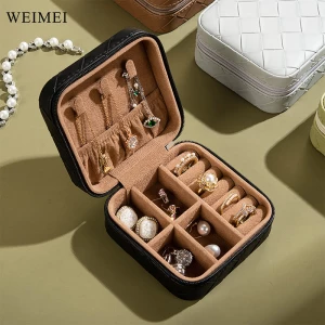 WEIMEI PU Leather Small Jewelry Box Travel Portable Mini Jewellery Case for Gifts Ring Earring Necklace Storage Organizer