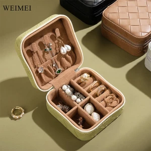 WEIMEI PU Leather Small Jewelry Box Travel Portable Mini Jewellery Case for Gifts Ring Earring Necklace Storage Organizer