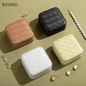 WEIMEI PU Leather Small Jewelry Box Travel Portable Mini Jewellery Case for Gifts Ring Earring Necklace Storage Organizer