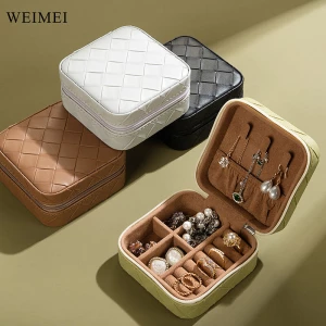 WEIMEI PU Leather Small Jewelry Box Travel Portable Mini Jewellery Case for Gifts Ring Earring Necklace Storage Organizer