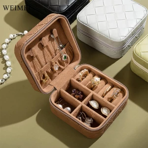 WEIMEI PU Leather Small Jewelry Box Travel Portable Mini Jewellery Case for Gifts Ring Earring Necklace Storage Organizer