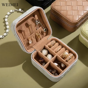 WEIMEI PU Leather Small Jewelry Box Travel Portable Mini Jewellery Case for Gifts Ring Earring Necklace Storage Organizer