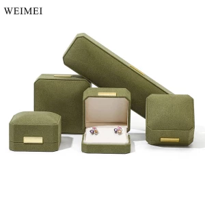 WEIMEI High-end Custom Logo Color Suede Velvet Pink Jewelry Gift Packaging Set Boxes for Fine Jewellery