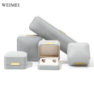 WEIMEI High-end Custom Logo Color Suede Velvet Pink Jewelry Gift Packaging Set Boxes for Fine Jewellery