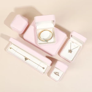 WEIMEI wholesale Luxury PU Leather Pink jewelry box custom logo Ring box Earrings Pendant Necklace jewelry gift box