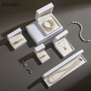 WEIMEI Custom Logo Purple Pu Leather Brushed Ring Bracelet Pendant Jewelry Box Jewel Case Necklace Packing Gift Box