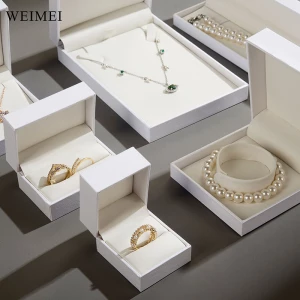 WWEIMEI high-end jewelry box Caja de joyeria white jewelry packaging box leatherette jewelry boxes with logo