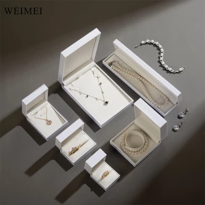 WEIMEI Custom Logo Purple Pu Leather Brushed Ring Bracelet Pendant Jewelry Box Jewel Case Necklace Packing Gift Box