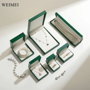 WEIMEI rectangle green paper jewelry packaging set cardboard Package Gift Jewelry Storage Box Jewelry Boxes With Custom Logo