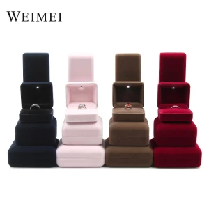 WEIMEI New Arrival luxulry LED light design for ring necklace diamond display velvet material bangle jewelry box