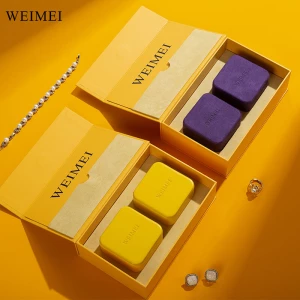 WEIMEI Luxury Two-Piece Set Jewelry Gift Box Set, High-End Wedding Ring Packaging Elegant Yellow and Purple WEIMEI Boxes