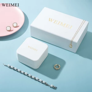 WEIMEI LuxuryJewelry Package Custom Jewellery Box White Cardboard Bracelet Necklace Earrings Ring Box Packaging Jewelry Box