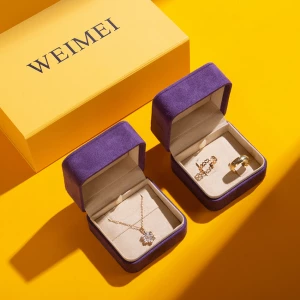 WEIMEI Luxury Two-Piece Set Jewelry Gift Box Set, High-End Wedding Ring Packaging Elegant Yellow and Purple WEIMEI Boxes