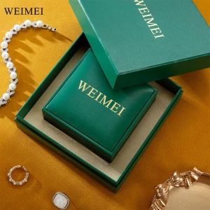 WEIMEI High-end customize logo Green Paper Box in Box Packaging Ring Necklace Earring Jewelry Gift Packaging Set Box