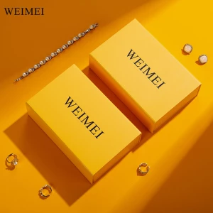 WEIMEI Luxury Two-Piece Set Jewelry Gift Box Set, High-End Wedding Ring Packaging Elegant Yellow and Purple WEIMEI Boxes