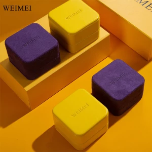 WEIMEI Luxury Two-Piece Set Jewelry Gift Box Set, High-End Wedding Ring Packaging Elegant Yellow and Purple WEIMEI Boxes