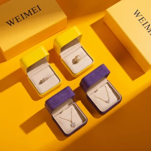 WEIMEI Luxury Two-Piece Set Jewelry Gift Box Set, High-End Wedding Ring Packaging Elegant Yellow and Purple WEIMEI Boxes