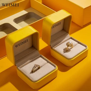 WEIMEI Luxury Two-Piece Set Jewelry Gift Box Set, High-End Wedding Ring Packaging Elegant Yellow and Purple WEIMEI Boxes