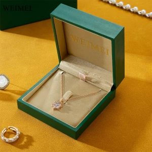 WEIMEI High-end customize logo Green Paper Box in Box Packaging Ring Necklace Earring Jewelry Gift Packaging Set Box