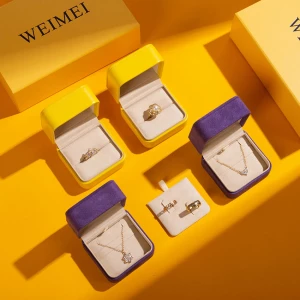 WEIMEI Luxury Two-Piece Set Jewelry Gift Box Set, High-End Wedding Ring Packaging Elegant Yellow and Purple WEIMEI Boxes