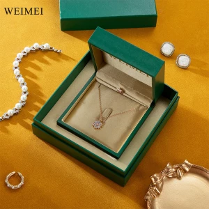 WEIMEI High-end customize logo Green Paper Box in Box Packaging Ring Necklace Earring Jewelry Gift Packaging Set Box