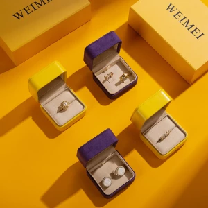 WEIMEI Luxury Two-Piece Set Jewelry Gift Box Set, High-End Wedding Ring Packaging Elegant Yellow and Purple WEIMEI Boxes